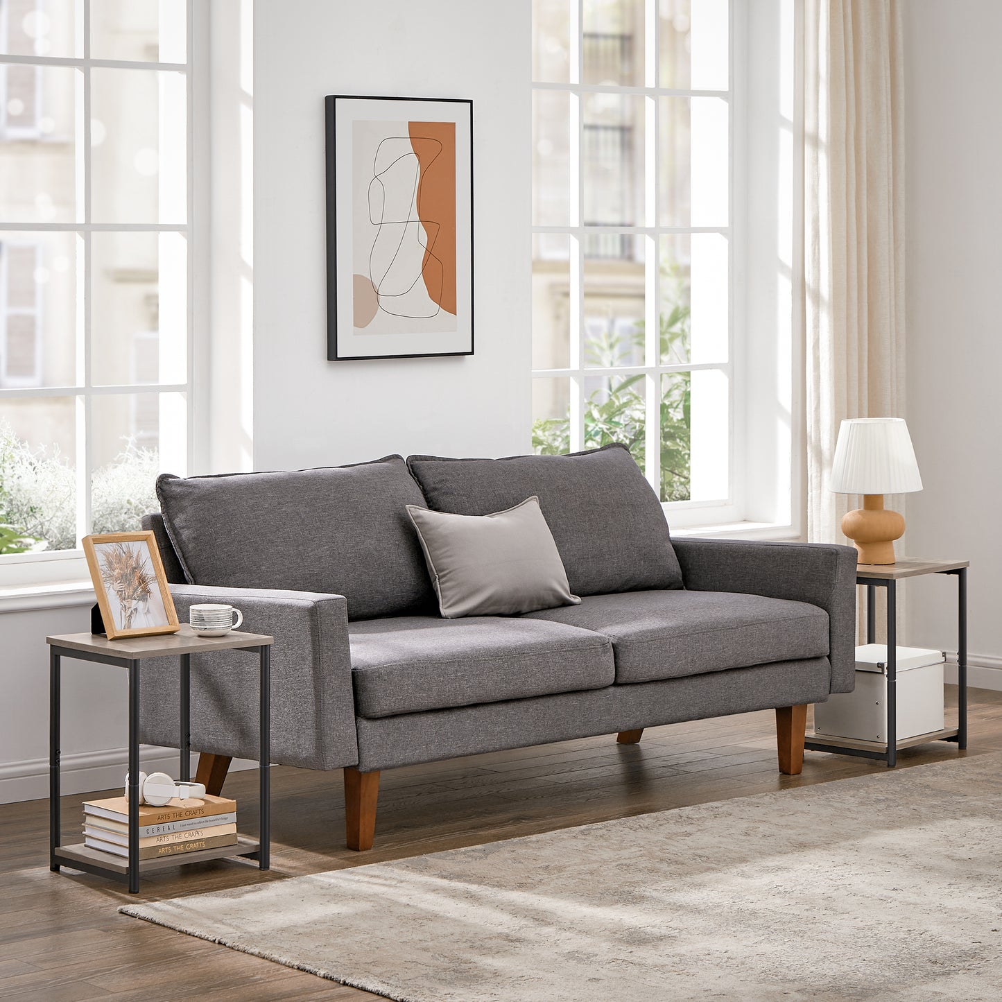 VASAGLE Bed Side Tables End Table (Greige)