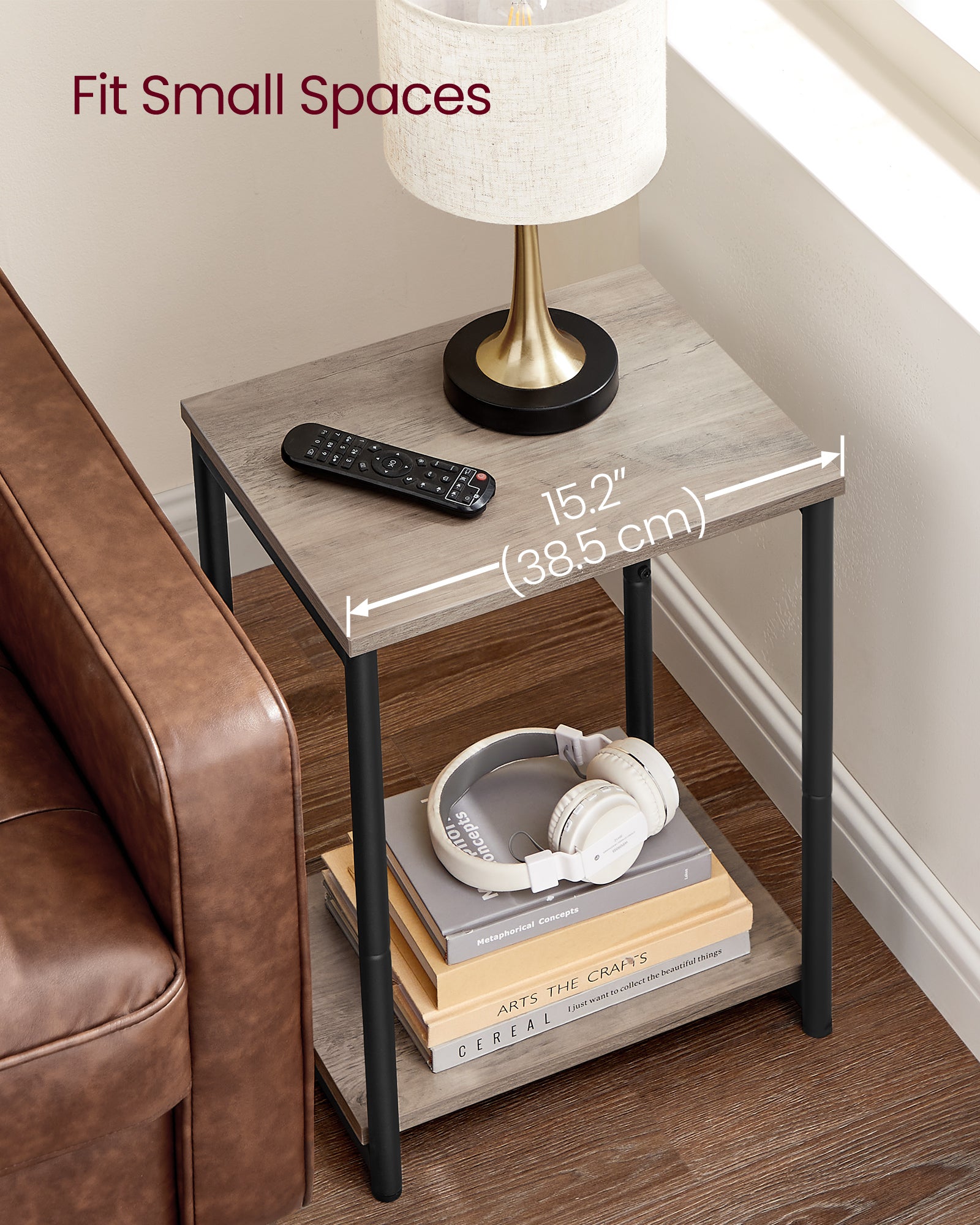 VASAGLE Bed Side Tables End Table (Greige)