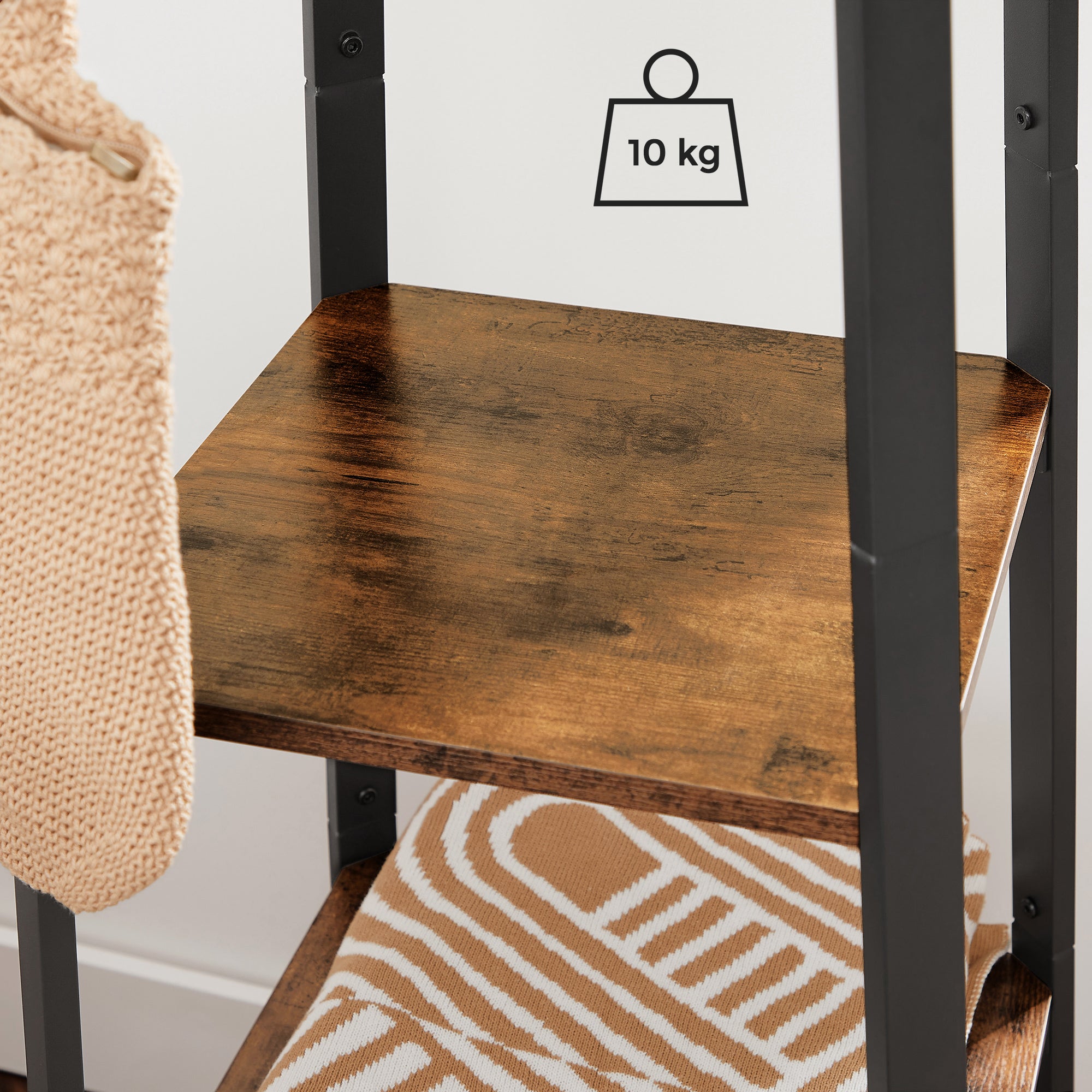 VASAGLE Industrial Coat Rack Stand - Rustic Brown