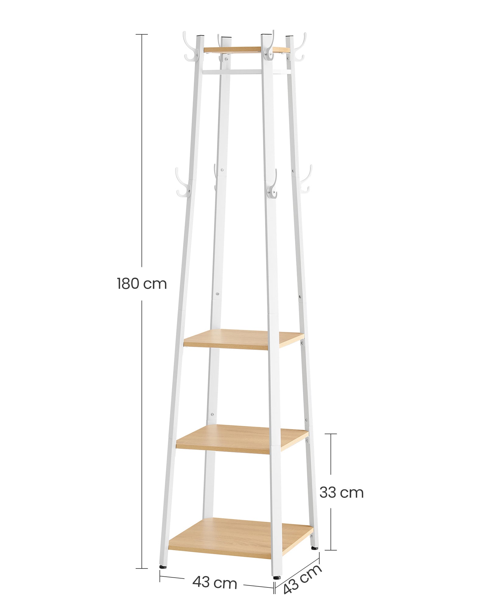 VASAGLE Industrial Coat Rack Stand - Oak