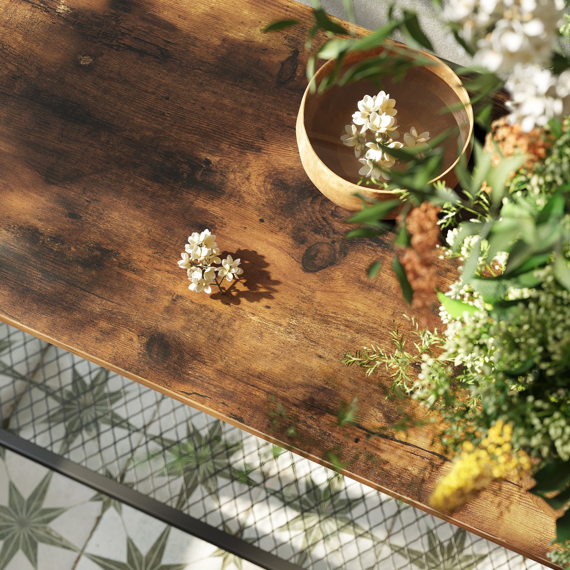 VASAGLE Industrial Console Table Hallway Table With Shelves