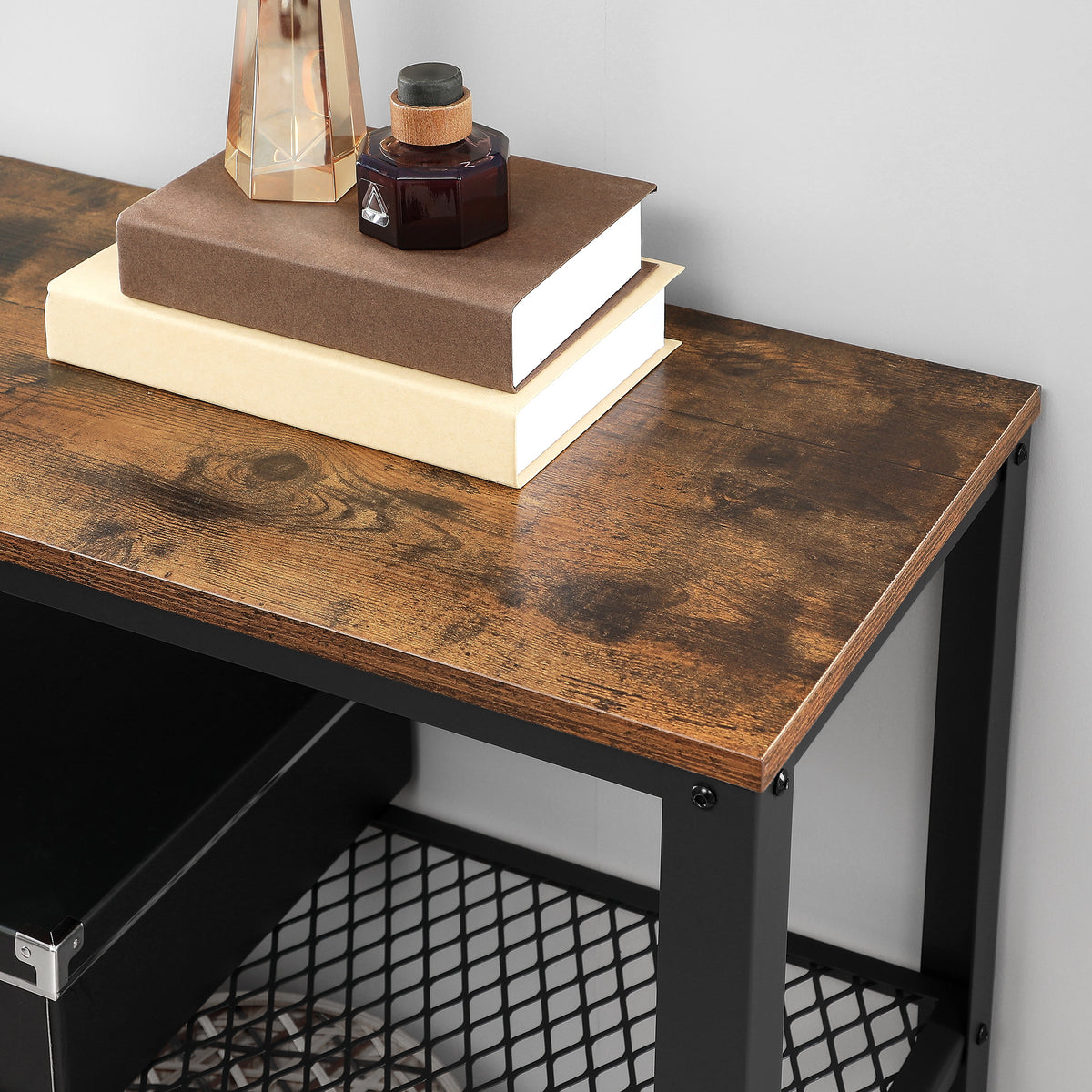 VASAGLE Industrial Console Table Hallway Table With Shelves