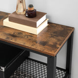VASAGLE Industrial Console Table Hallway Table With Shelves