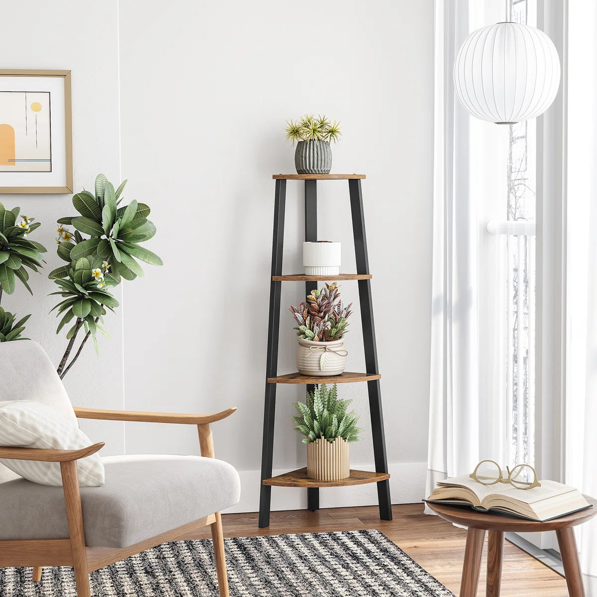 VASAGLE Corner Shelf 4-Tier Storage Rack