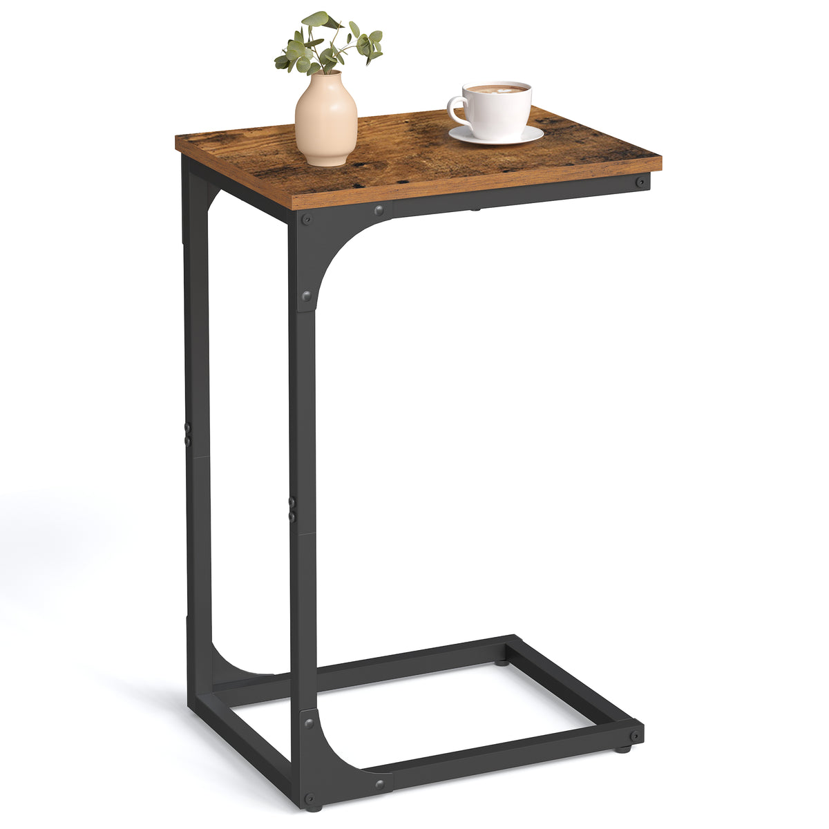 VASAGLE C-Shaped End Table Bedide Laptop Table - Rustic Brown