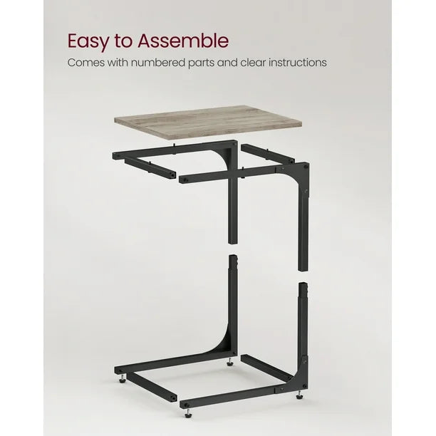 Vasagle C-Shaped End Table Bedide Laptop Table - Greige