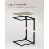 Vasagle C-Shaped End Table Bedside Laptop Table - Greige