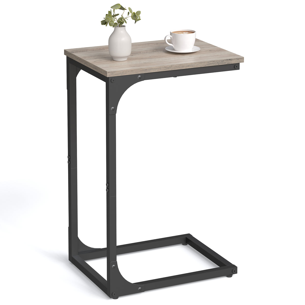 Vasagle C-Shaped End Table Bedide Laptop Table - Greige