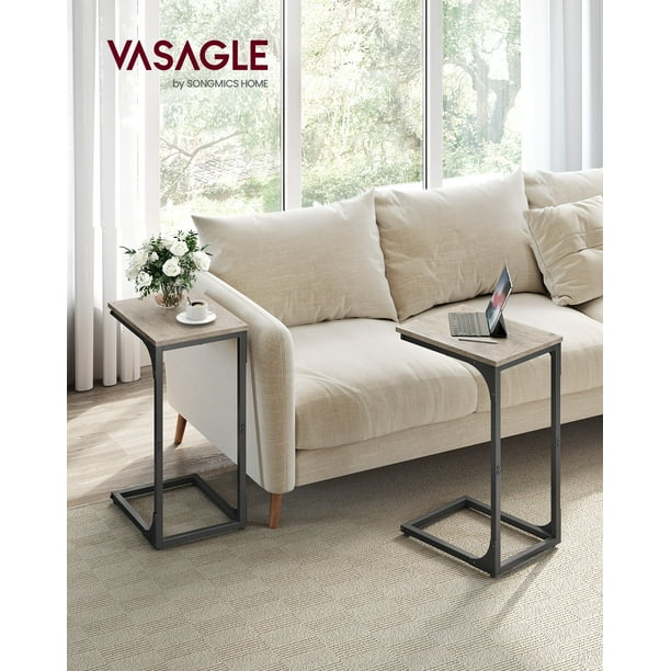 Vasagle C-Shaped End Table Bedide Laptop Table - Greige