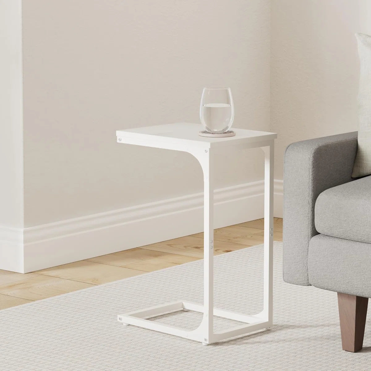 Vasagle C-Shaped End Table Bedide Laptop Table - White