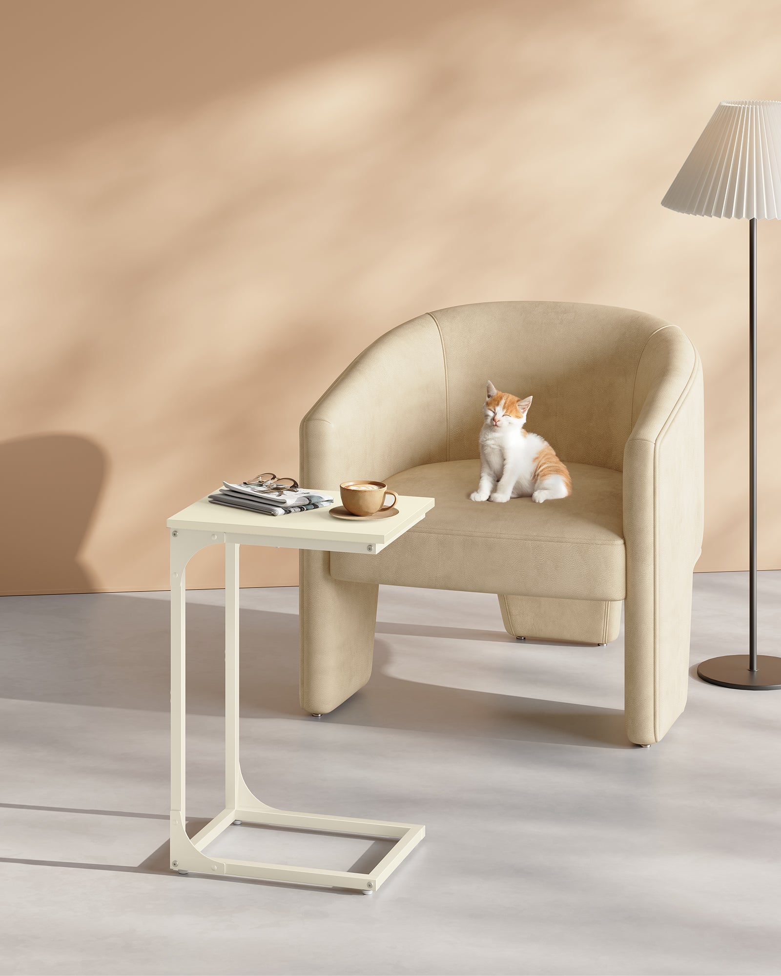 Vasagle C-Shaped End Table Bedide Laptop Table - White