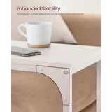 Vasagle C-Shaped End Table Bedside Laptop Table - Cream White