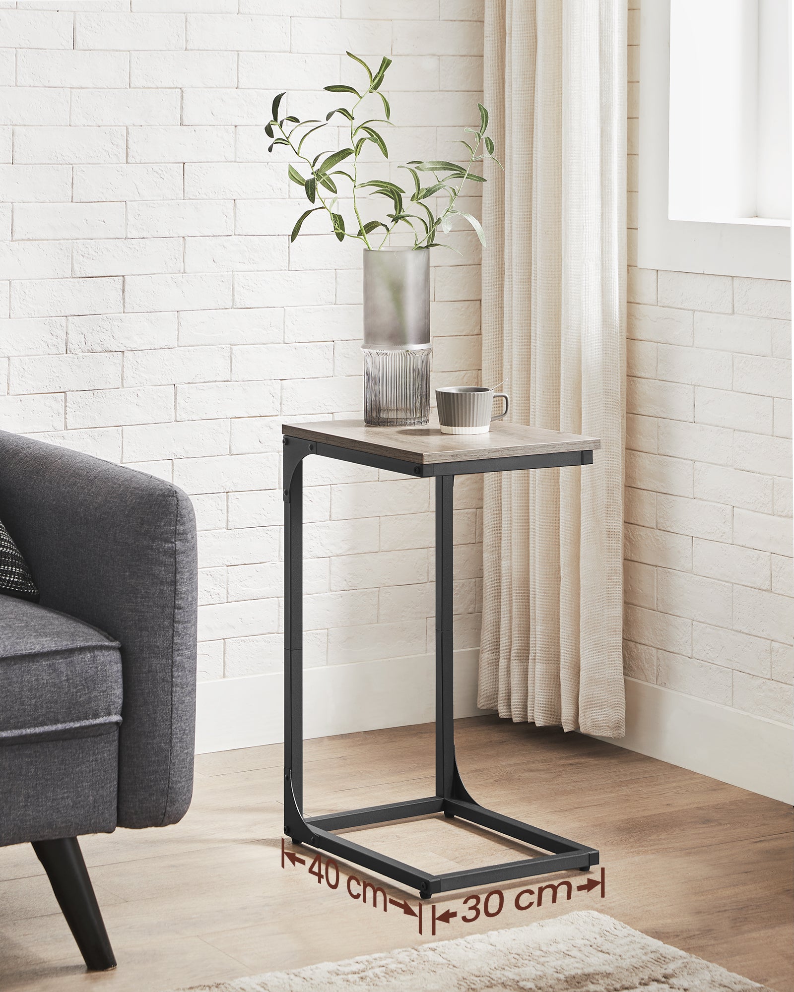 Vasagle C-Shaped End Table Bedide Laptop Table - Greige