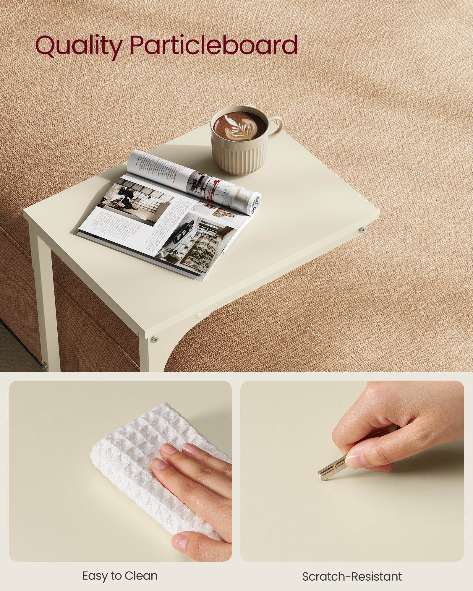 Vasagle C-Shaped End Table Bedide Laptop Table - White