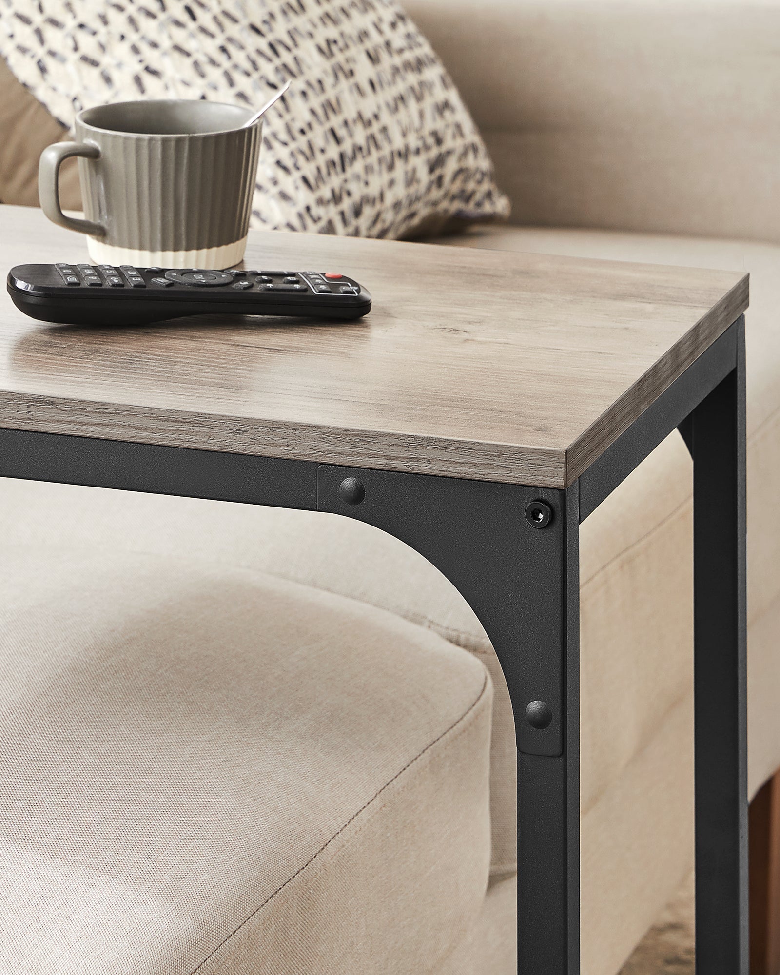 Vasagle C-Shaped End Table Bedide Laptop Table - Greige