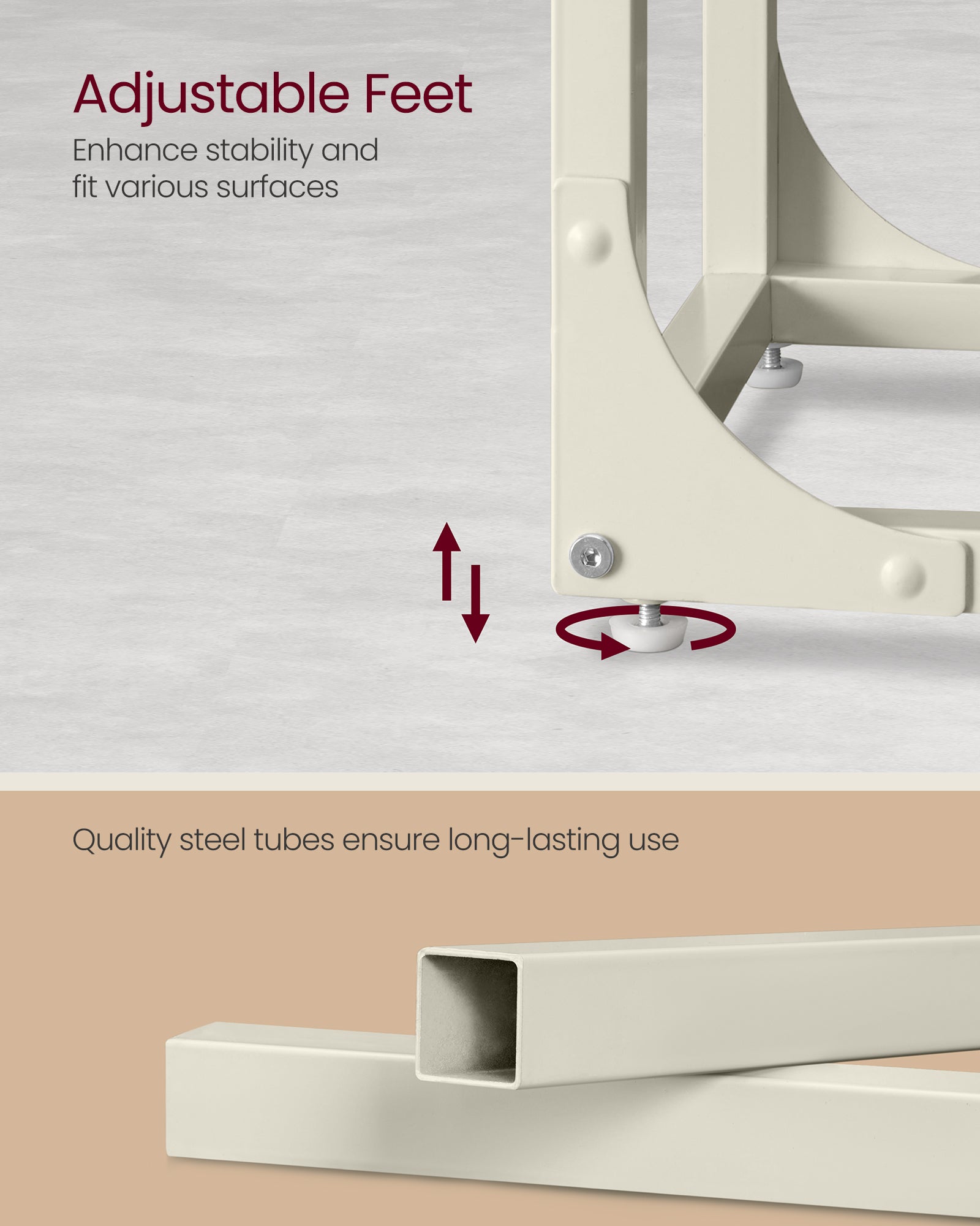 Vasagle C-Shaped End Table Bedside Laptop Table - Cream White