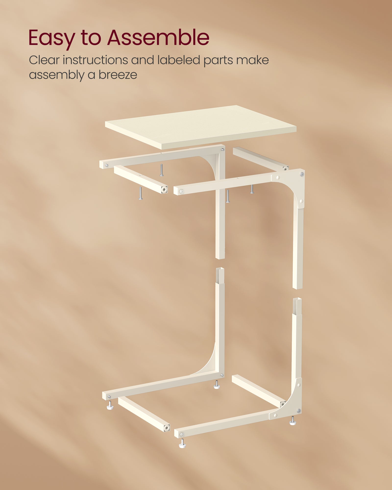 Vasagle C-Shaped End Table Bedide Laptop Table - White