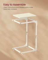 Vasagle C-Shaped End Table Bedside Laptop Table - Cream White