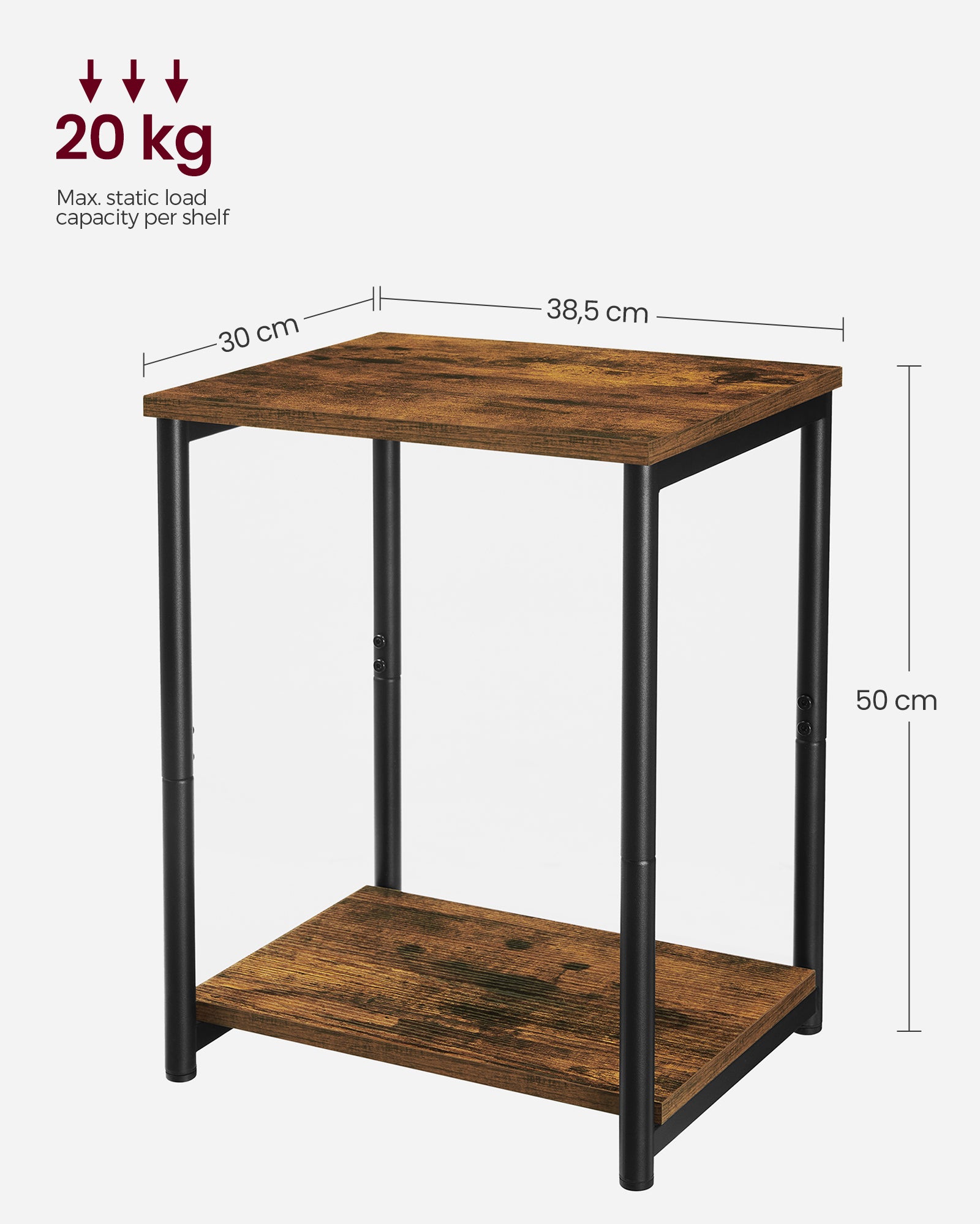 VASAGLE Bed Side Tables End Table (Rustic Brown)