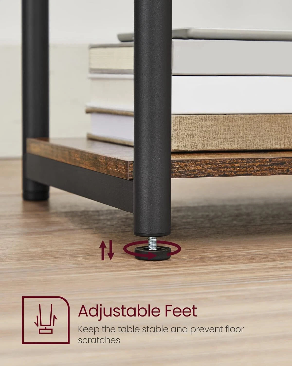 VASAGLE Bed Side Tables End Table (Rustic Brown)