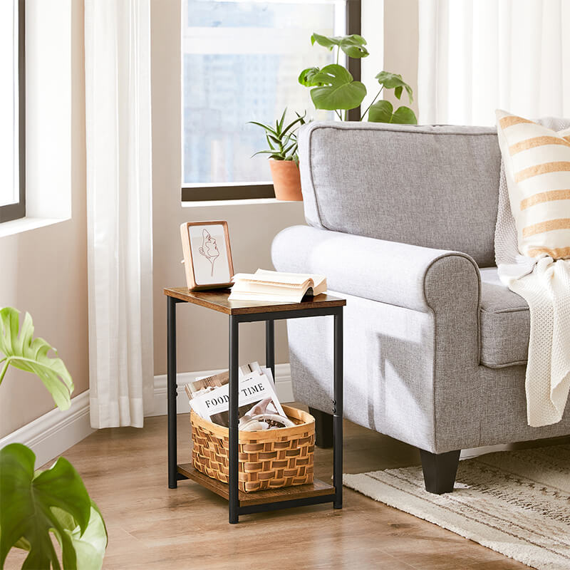 VASAGLE Bed Side Tables End Table (Rustic Brown)