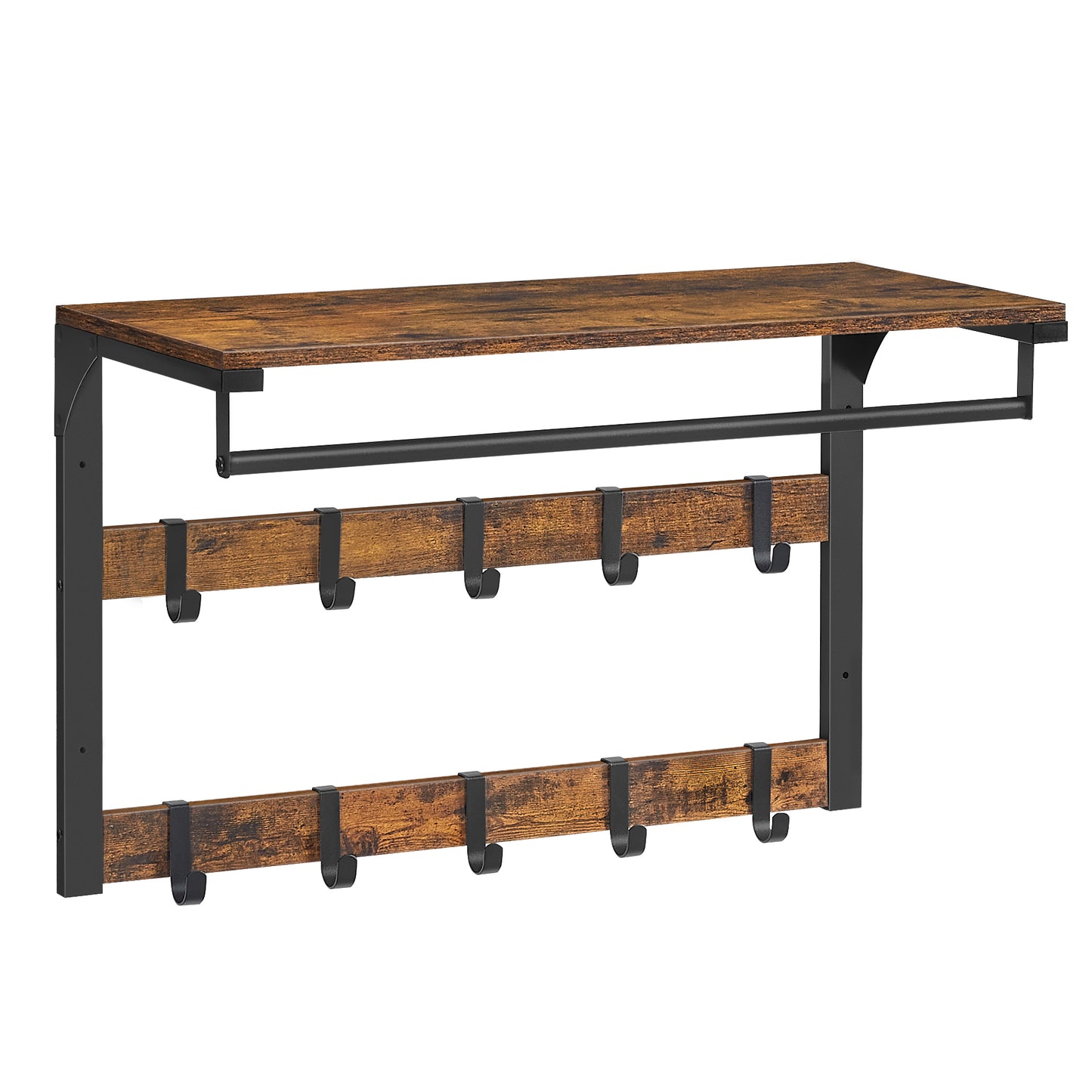 VASAGLE Wall Mounted Coat Rack Hanging Shelf