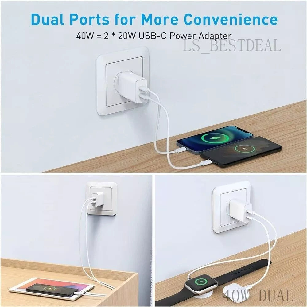 40W Universal Compatible Fast Wall Charger With Cable