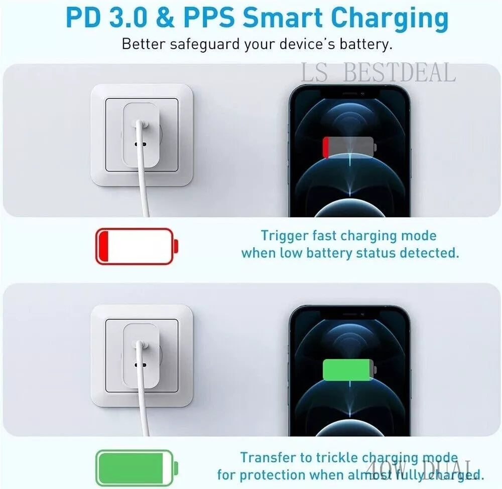 40W Universal Compatible Fast Wall Charger With Cable