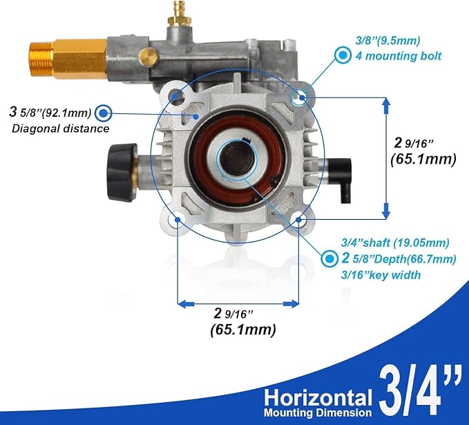 Water Blaster Pump Unit 19.05mm 3/4" Shaft 3000 PSI High Pressure Pump