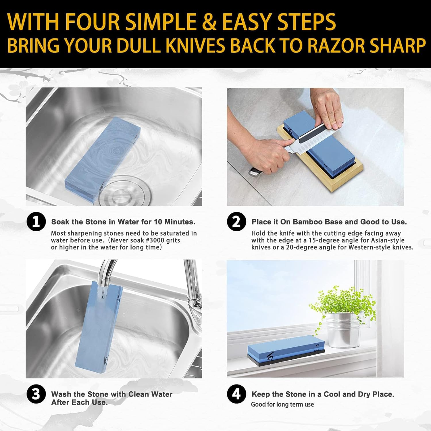 Knife Sharpener Whetstone Kit