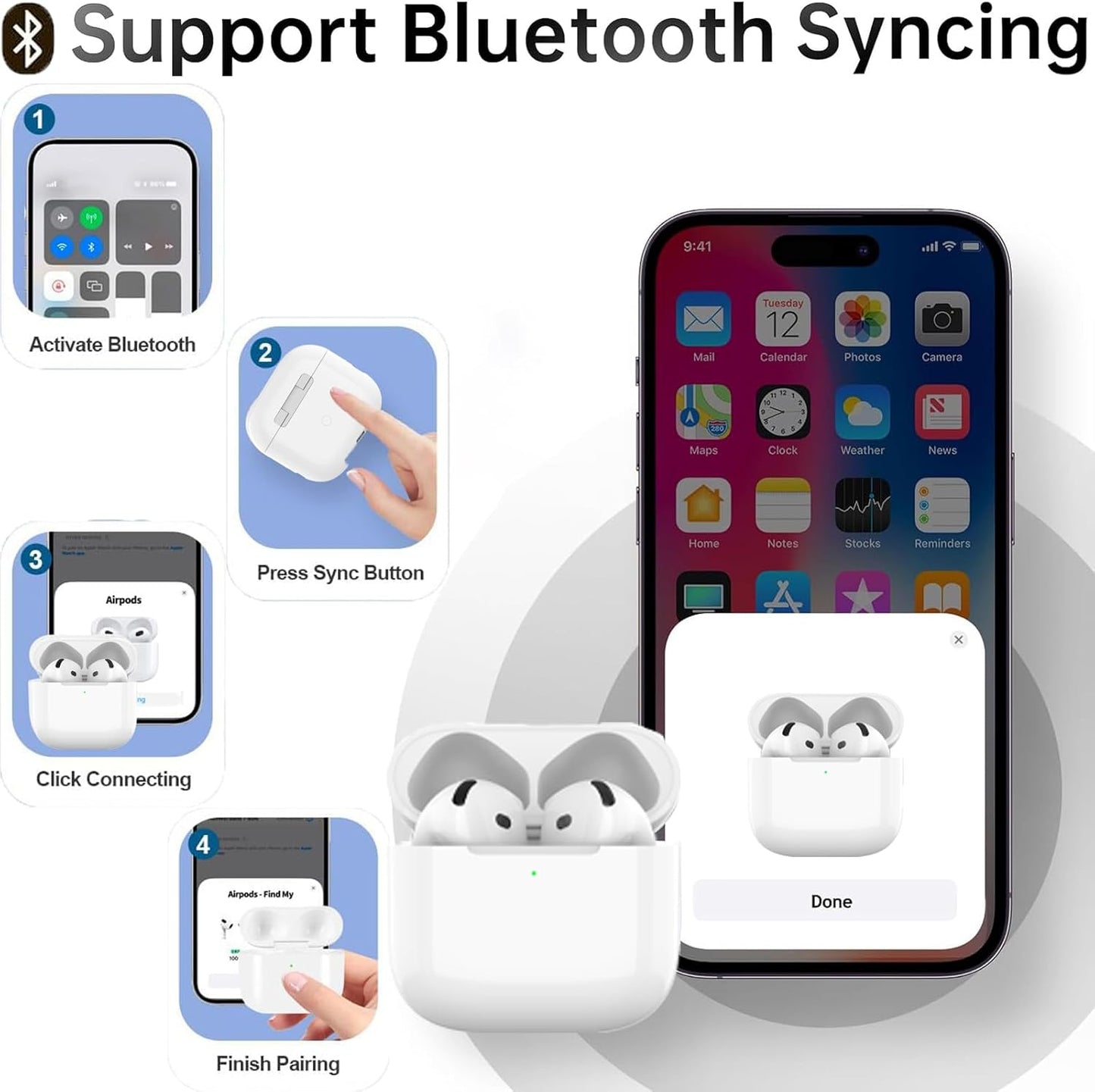 Replacement Wireless Charging Case Compatible with Air Pods 4