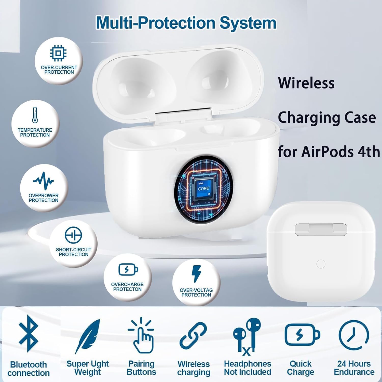 Replacement Wireless Charging Case Compatible with Air Pods 4