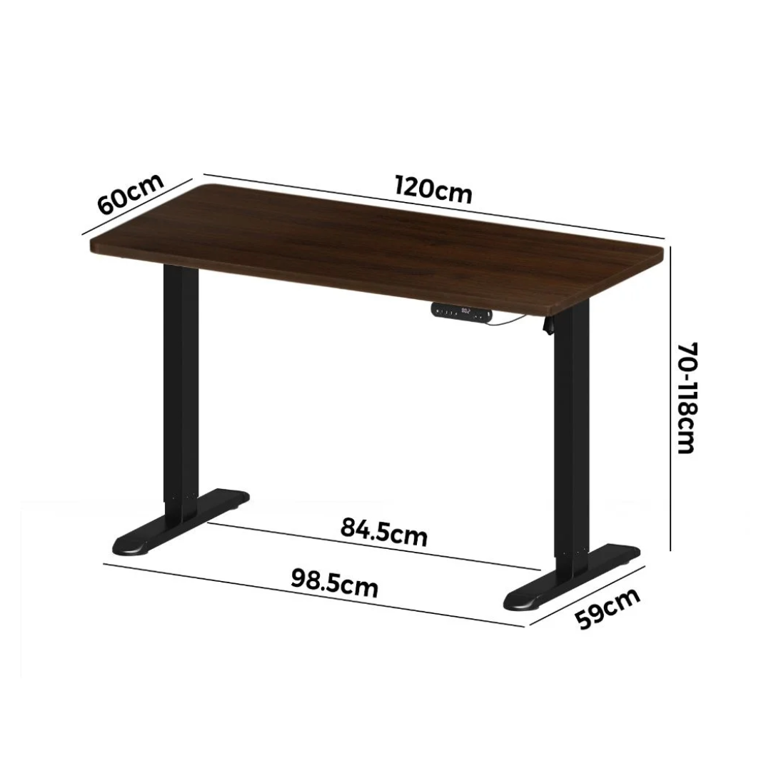 Electric Height Adjustable Desk Table 120CM (Walnut)