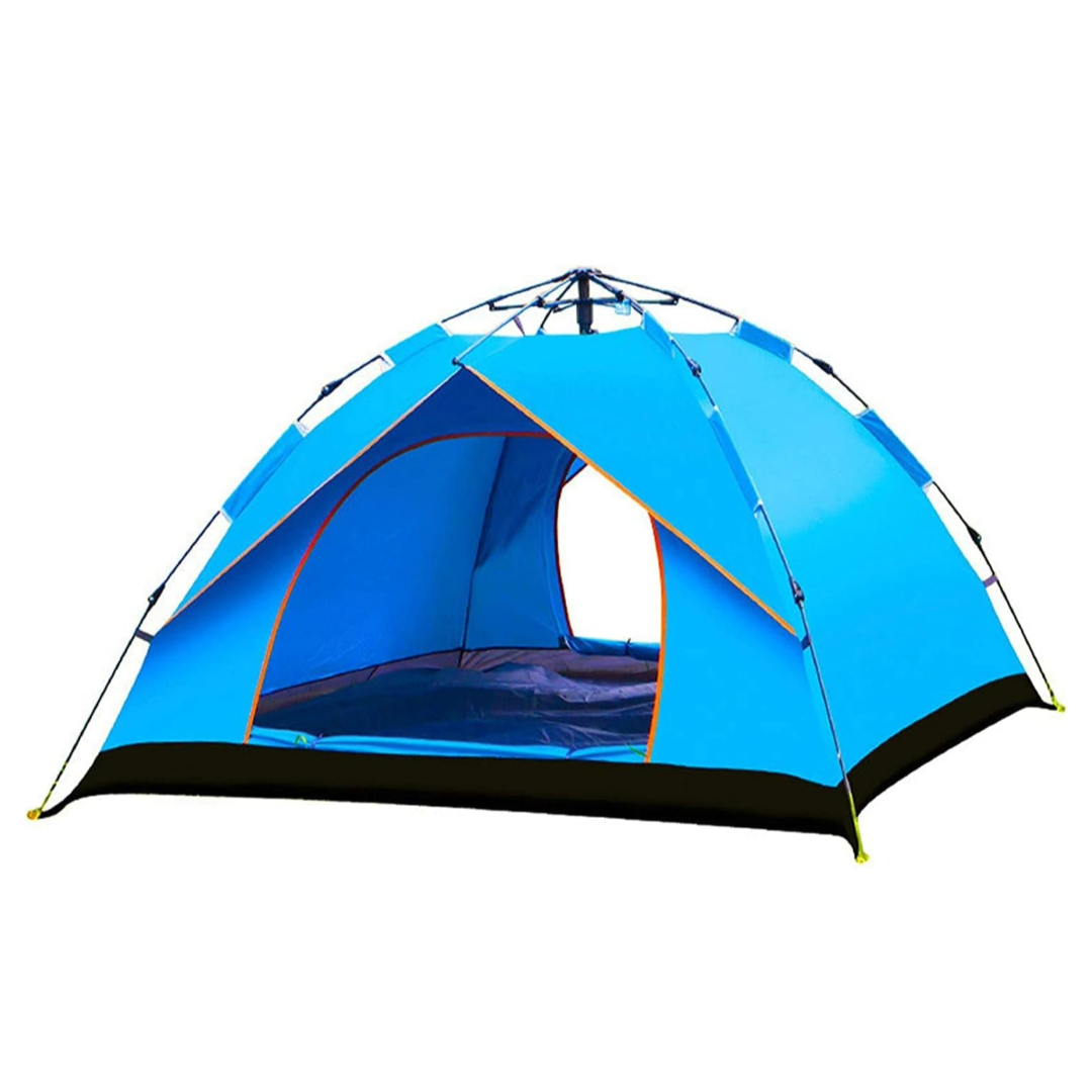 Pop Up Tent Family Camping Tent 3-4 Person Tent (Blue)