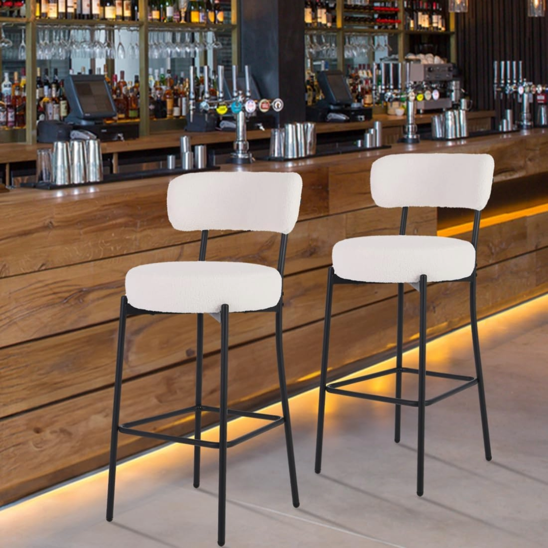 Bar Stool Boucle Fabric Counter Stool