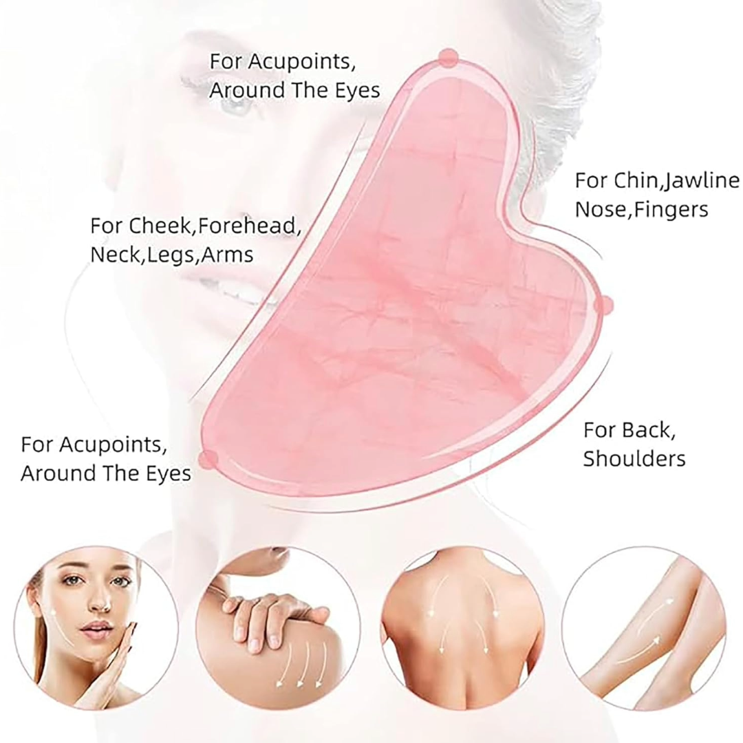 Natural Rose Quartz Massage Face Roller Gua Sha Scraping Board