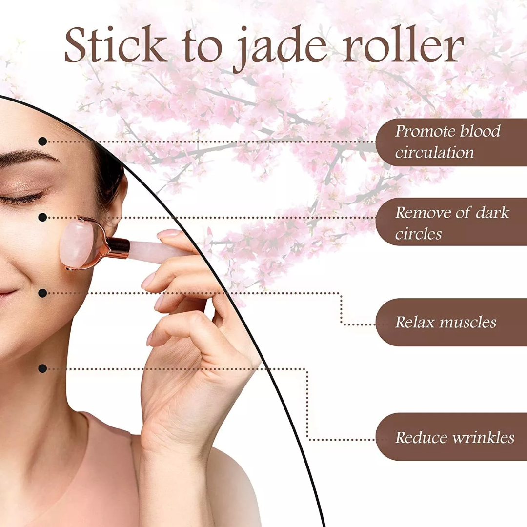 Jade Roller Kit, Gua Sha Massage Tool (Silver)