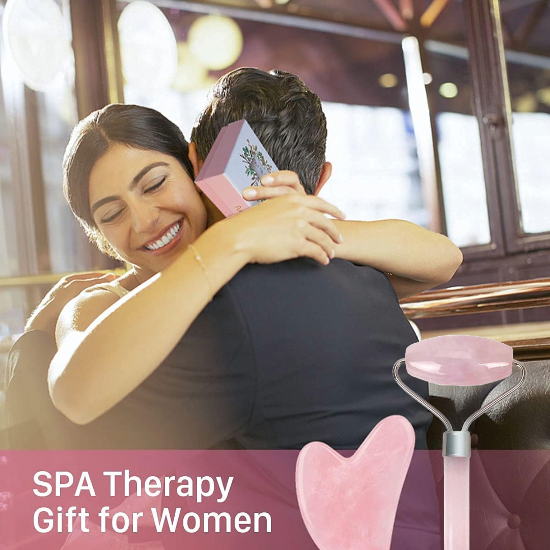 Facial Jade Roller with Gua Sha Massager Set