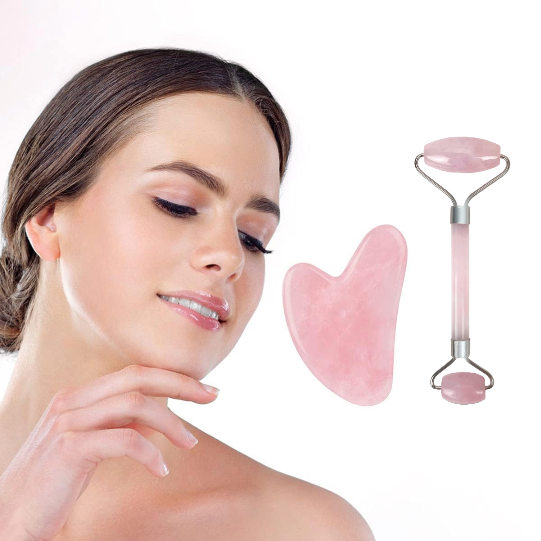 Facial Jade Roller with Gua Sha Massager Set