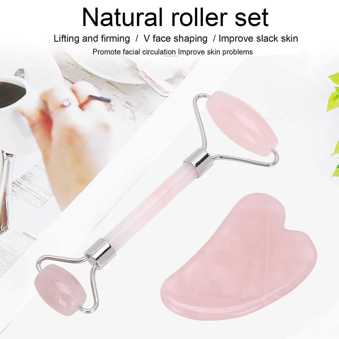 Facial Jade Roller with Gua Sha Massager Set