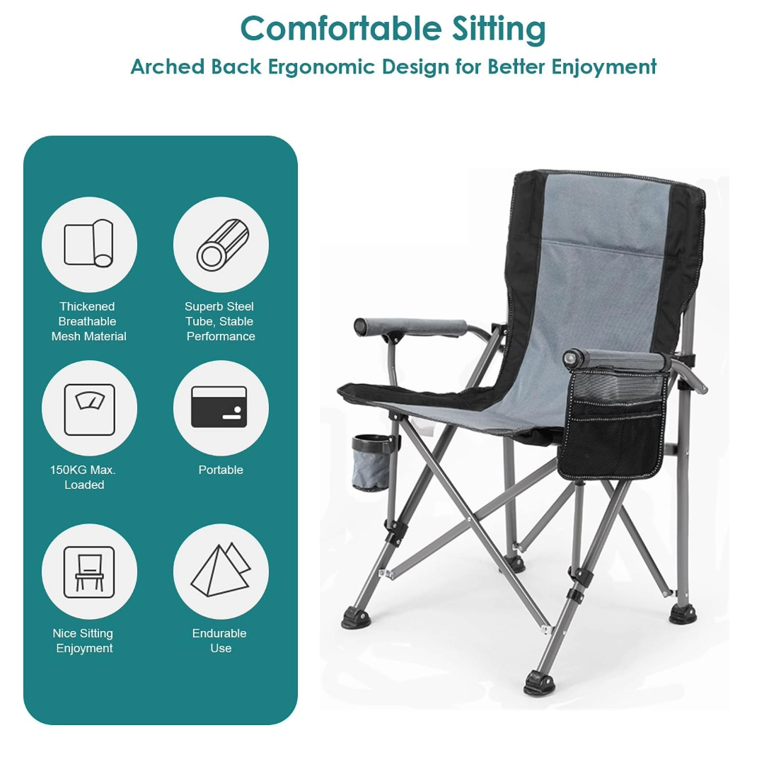 Portable Folding Camping Chair Outdoor Chair (Grey)