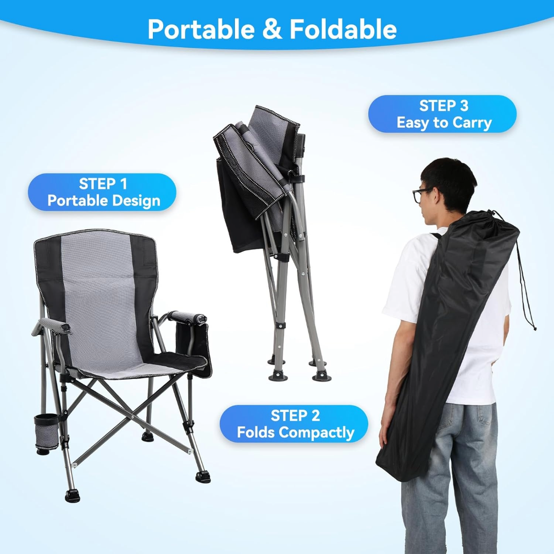 Portable Folding Camping Chair Outdoor Chair (Grey)