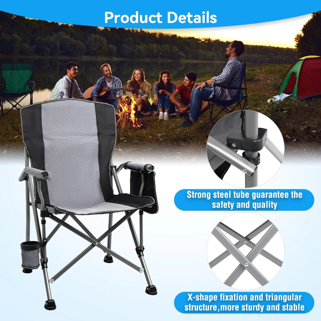 Portable Folding Camping Chair Outdoor Chair (Grey)