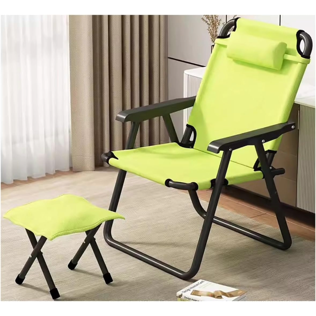 Camping Chair Foldable Chair With Footrest (Green)