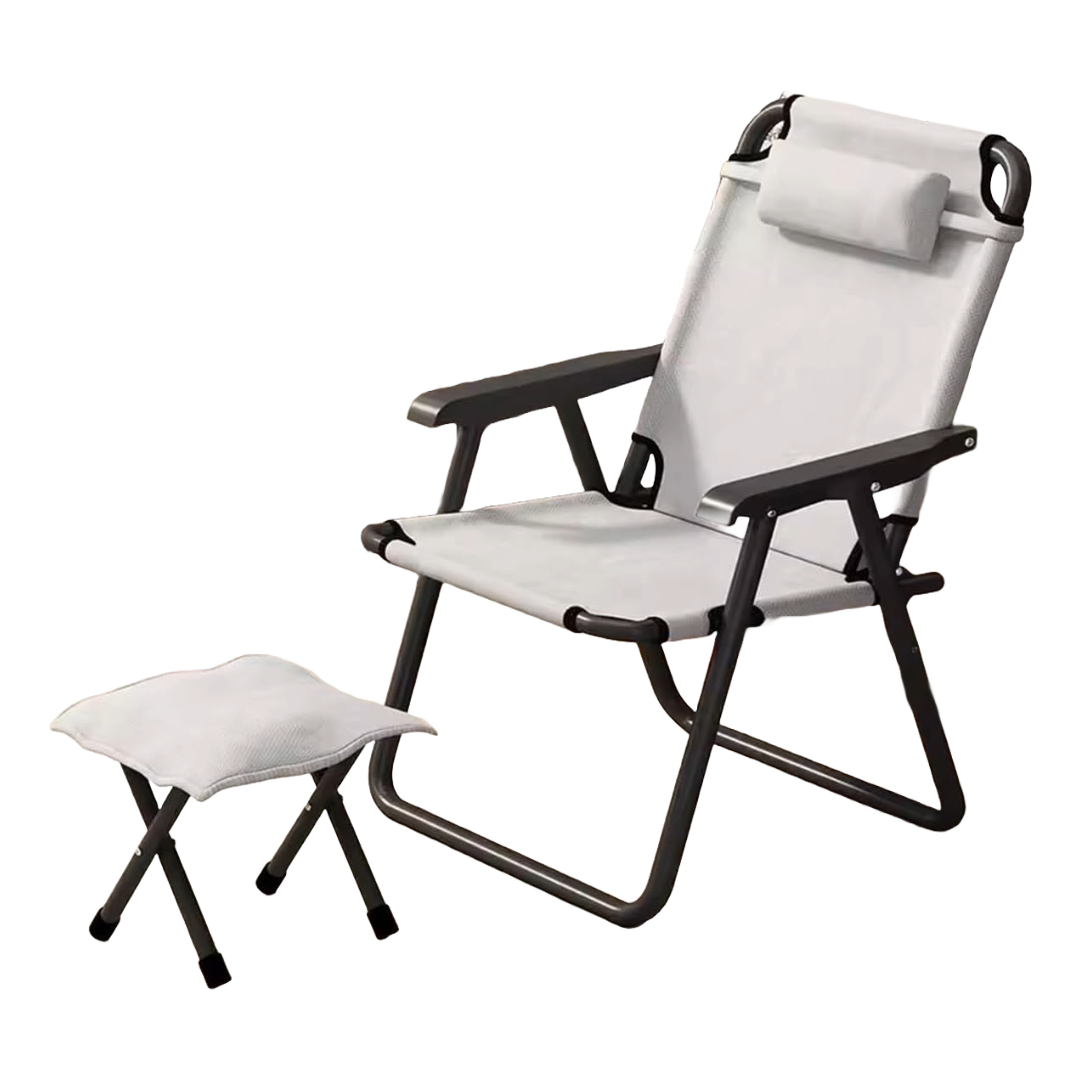 Camping Chair Foldable Chair With Footrest (Grey)