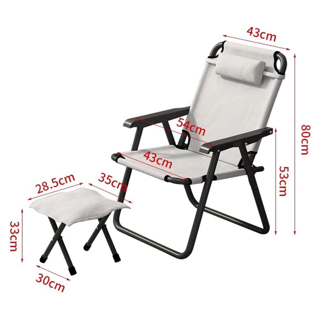 Camping Chair Foldable Chair With Footrest (Grey)