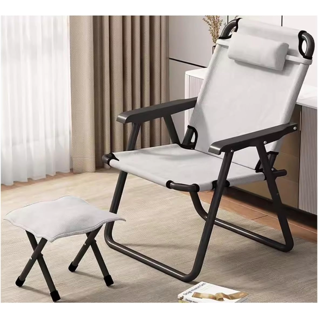 Camping Chair Foldable Chair With Footrest (Grey)