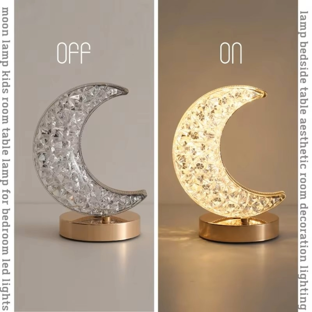 LED Night Light Lamp Half Moon Acrylic Crystal Table Lamp