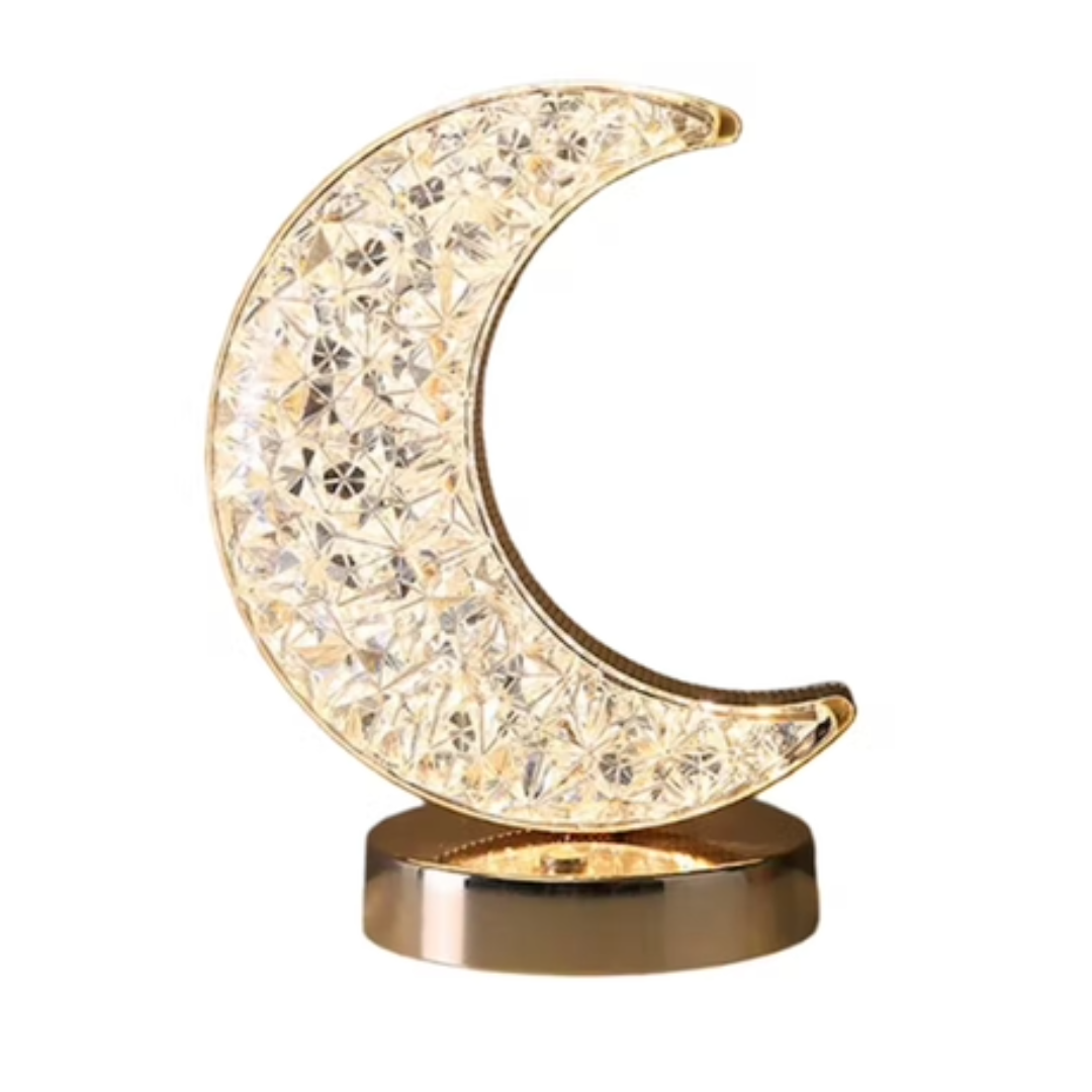 LED Night Light Lamp Half Moon Acrylic Crystal Table Lamp