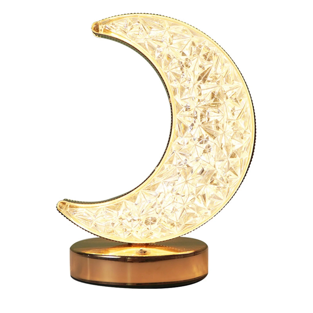 LED Night Light Lamp Half Moon Acrylic Crystal Table Lamp